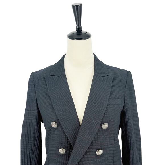 Veronica Beard Miller Dickey Jacket Navy Blue and Black Textured Blazer Size 6 - Picture 5 of 11